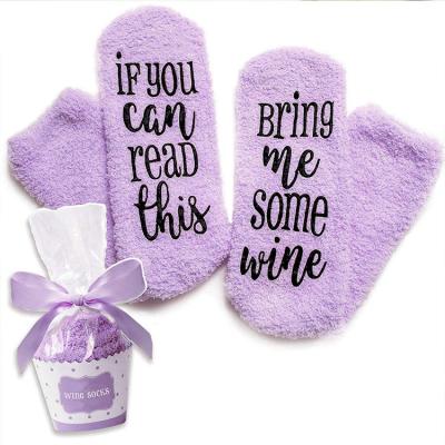 China Breathable Socksmate socks for women with if you can read this socks bring me some wine expression luxury wine sock for sale