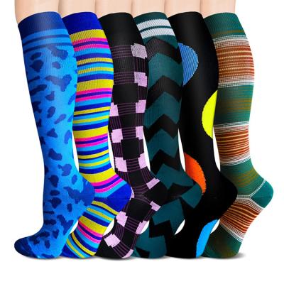 China Wholesale Breathable Custom Colored Sports Medical Knee High Nurse Travel 20-30mmhg Compression Football Knee High Running Cycling Socks for sale