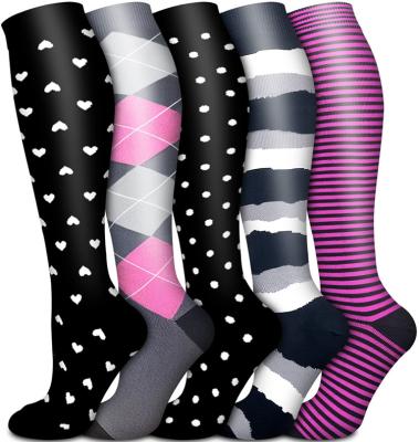 China High Quality Compression Socks Women Nurse Breathable Custom Medical Knee Socks Compression Colorful for sale