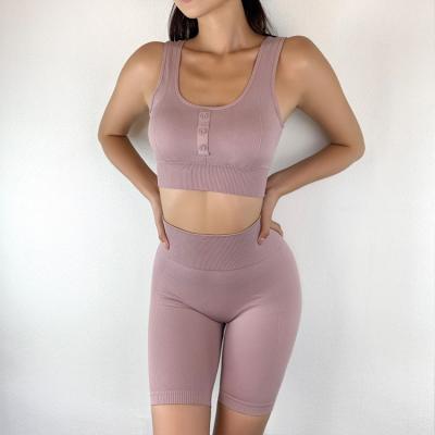 China Breathable High Waisted Seamless Yoga Workout Wear Women Clothing Shorts Tight Active Fitness Sports Tight Leggings Seamless Set for sale