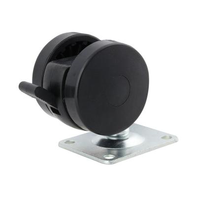 China Factory Price Lightweight Portable Durable Black Double Wheel Furniture Plate Casters With Brake for sale