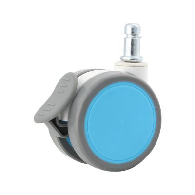 China Lightweight Durable Blue Silent Castors Household Plug - In Universal Wheel With Brake for sale