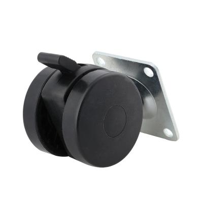 China Lightweight durable black casters with brakes for household use the universal wheels connected by metal plates for sale