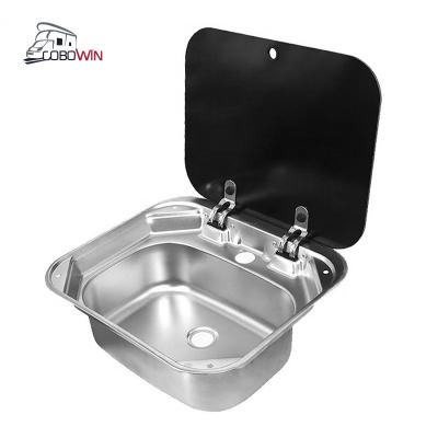 China With Faucet Motorhome Stainless Steel Caravan Camper Kitchen Sink RV Hot Selling Portable Sink With Glass for sale