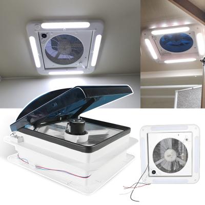 China 12V Plastic and Metal Airflow LED Light Electric Caravan Fan Trailer Camper Motorhome Vent Roof Skylight rv Fan for sale