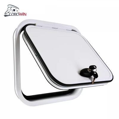 China Aluminum alloy 500*400MM outdoor caravan accessories boat hatches with lock key for RV hatch door for sale