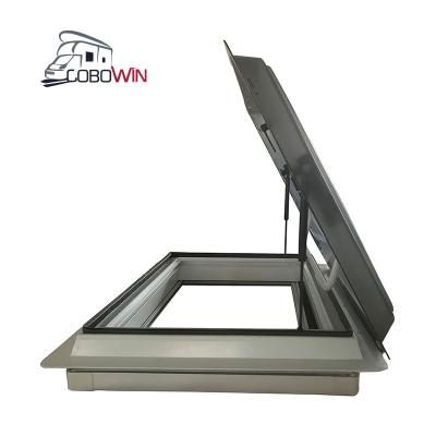 China Custom Aluminum Alloy UV Resistant Soft Exterior Motorhome Insulated Glass Campervan Roof Window Caravan Skylight rv for sale