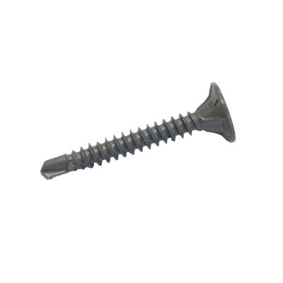 China Flat Carbon Steel with Dacromet CrosscDrive Self-Drilling Flat Head Screws with 4 Seeds Under Head for sale