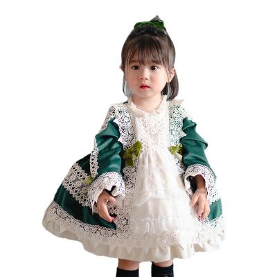 China Breathable Lolita Style Princess Girl Dress Baby Lace Ruffles Fashion Tiered Kids Long Sleeves Ball Gown Pagneant Dresses Birthday Wear for sale