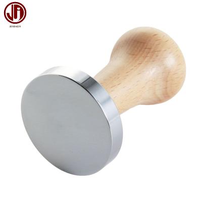 China Durable Wooden Handle Stainless Steel Espresso Coffee Tamper Press Tool With 54mm 58mm 58.5mm Flat Base for sale