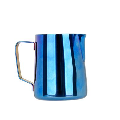 China New Arrival 350/400ml Shining Blue Color Stainless Steel Milk Jug for sale