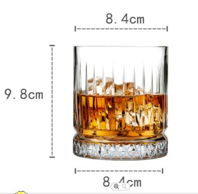 China Stocked 2021 New Design Vintage Round Stripe Crystal Bar Cocktail Glass Lead Free Whiskey Tumblers for sale