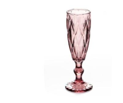 China New classic/postmodern colorful goblet wine water glass pressed goblets blue pink glass vintage glass cup for sale