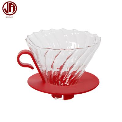 China Sustainable Drip Coffee Filter Screen Pour Over Glass Coffee Filter With Plastic Tray for sale