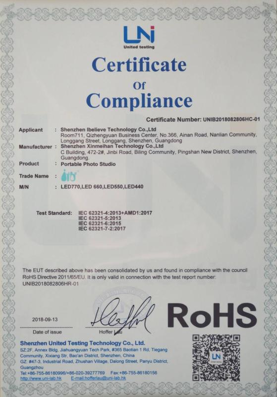 RoHS - Shenzhen Ibelieve Technology Co., Ltd.