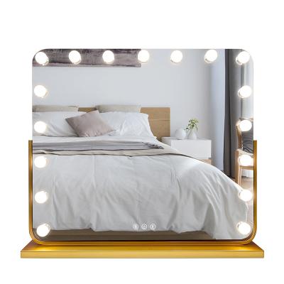 China New Arrival Lighted Metal Frame Lighted Makeup Vanity Led Hollywood Mirror for sale