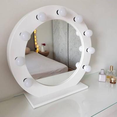 China Hollywood Illuminated Vanity Mirror With 12pcs Bulbs Bicolor Led Round Mirror Bath Makeup Mirror for sale