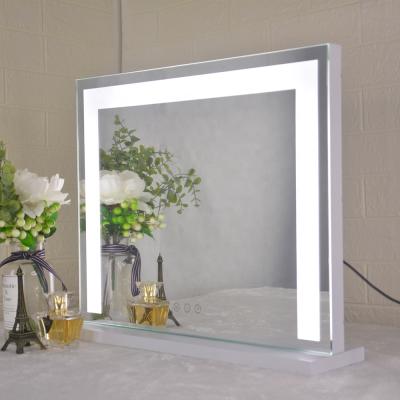 China Square Desk Lighted Vanity Makeup Mirror Hollywood With Touch Sensor for sale