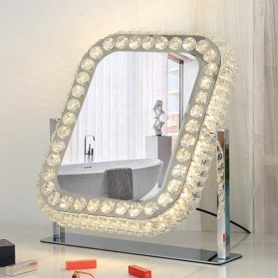 China Wholesale Custom Lighted Hollywood Crystal Makeup Mirror With Touch Logo Light With LED Control Design for sale