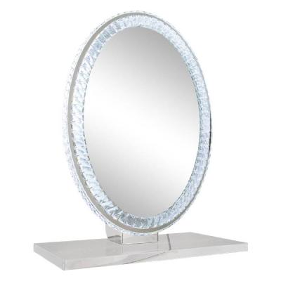 China Large Desk Oval Smart Light Lit Led Crystal Makeup Mirror Hollywood Vanity Mirror for sale