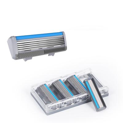 China Refill Cartridges 5 Blade Razor Cartridge 4PCS In One Cassette Plastic Razor Sharp Blade for sale