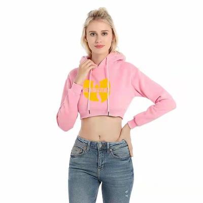 China Wholesale Anti-wrinkle Autumn Long Sleeve Short Oversized Hoodies Women Pink Sweatshirts Crop Top Streetwear Cropped Hoodies Pullover for sale