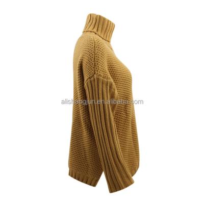 China Anti-wrinkle 2021 new style autumn sweater sheath long top loose knitted collar sweater plus size sweater for women for sale