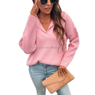 China High Quality Sweater Suit Collar Sweater Anti-wrinkle Long Drop Sleeve Plus Size Sweater For Ladies for sale