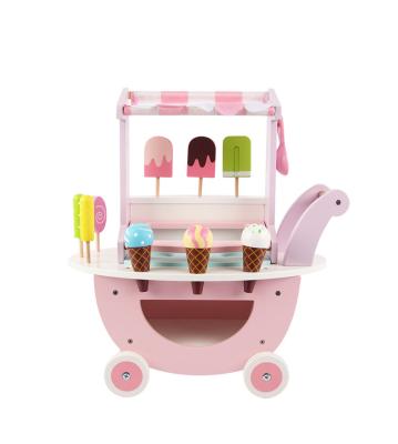 China Wood 2019 Hot Sale Wooden Ice Cream Set Toys Pretend To Play Kitchen Ice Cream Cart Wooden Toys For Children for sale