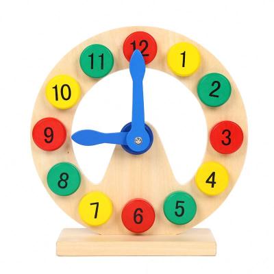 China Funny Wooden Educational Child Time Toy Montessori Puzzle Clock Toddler Toddler Learning Clock Toy for sale