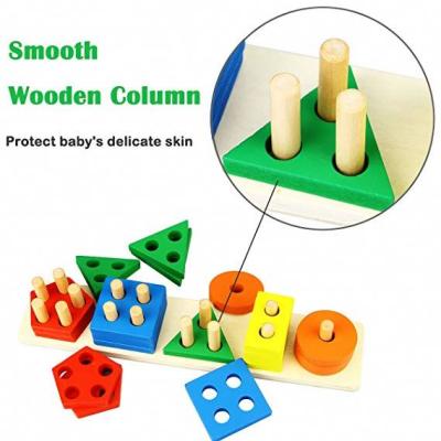 China Popular Preschool Kids Shape Sorter Toys Preschool Learning Educational Game Stacking Geometry Block Toy for sale