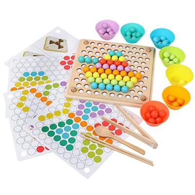 China Montessori Wooden Educational Wooden Clip Toy Kids Hands Brain Learning Beads Puzzle Board Math Toys for sale