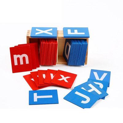 China Hot sale wooden montessori sandpaper alphabet letters box wooden educational learning toys for children for sale