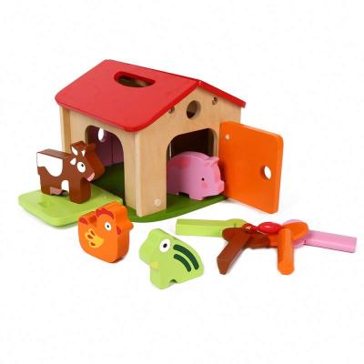 China New Fashionable Wooden Animal Wooden Gift Set Home Family Farm Kids Educational Toys for sale