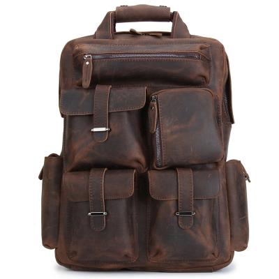 China Others Leather Cooler Backpack, In Bag Multi Pocket Leather Crazy Horse Stock Genuine Leather Travel Backpack for sale