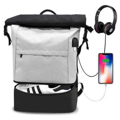 China With USB Fashion Waterproof Backpack Folding Durable Backpack Travel Storage Cooler Bag Casual Sports Backpack With Shoe Compartment for sale