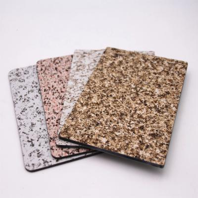 China Modern Gray Granite Composite Tile Alucobond 4mm Brushed Aluminum Composite Wall Cladding Sheets ACP Panel for sale