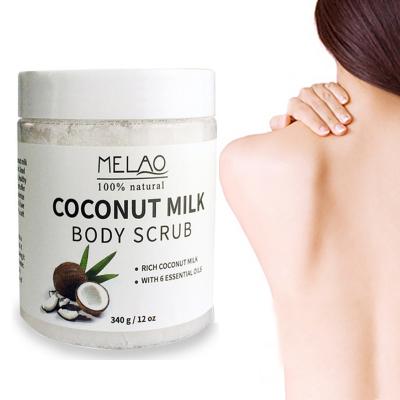 China Custom Coconut Body Salt Exfoliator Private Label Skin Care Deep Cleansing Exfoliating Gel Moisturizing Coconut Milk Fruit Body Scrub for sale