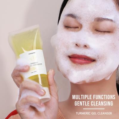 China Blemish Clearing Natural Turmeric Bubble Exfoliating Face Wash Pore Acne Turmeric Facial Deep Cleansing Detergent for sale