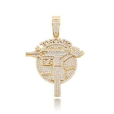 China 2021 New Product Hiphop Hippie Pendant Necklace Gun Pendant Full Chain Of Zircon Pendant Necklace Jewelry for sale