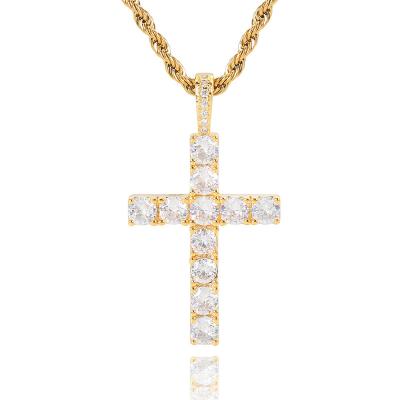 China Hot Selling Big Solid Zircon Cross Pendant Men's Hip Hop Jewelry Hip Hop Hip Hop Necklace for sale