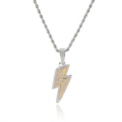 China 3A Zircon Pendant Hot Selling Hip Hop Personality Lightning Jewelry Fashionable Hip Hop Lightning Necklace for sale