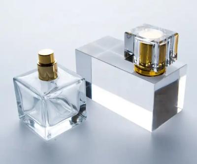 中国 Free sample unique 30ml clear rectangle atomizer spray perfume bottle with logo print 販売のため