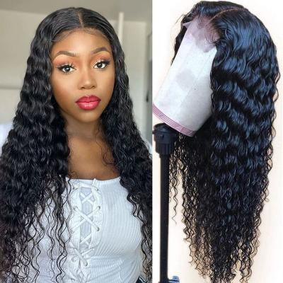 China Deep Wave Natrual Black Blonde Highlights Pre Plucked Curly Lace Front Raw Virgin Human Hair Transparent Wigs Deep Wave HD Wig Mix Color for sale