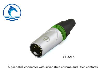 China 5 Pin XLR Connector LC5MX Male Silver Stain Chrome Gold Contacts 50Hz Dielectric Strength for sale