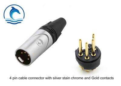 China Gold Contacts Xlr Male Connector / CL-4MX Audio Wire Connectors Silver Housing for sale