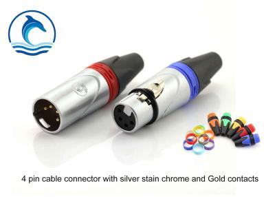 China Silver Housing Gold Contacts Xlr Female Connector / CL-4FX Audio Video Cable Connectors for sale