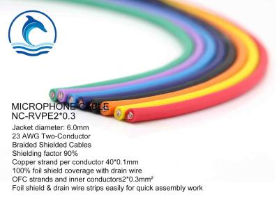 China NC-RVPE2*0.3 Audio Video Cable Copper Spiral Shielding Balanced Microphone Cable for sale