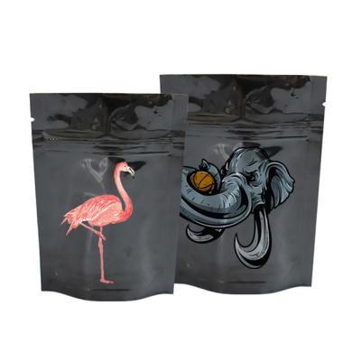 China Wholesale Recyclable Mylar Bags Custom Label Foil Printed Plastic Bags 3.5g Smellproof Mylar Black Ziplock for sale