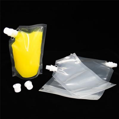 China Custom Recyclable Transparent Clear Plastic Liquid Packaging Bag Juice Drinking Pouch With Spout Stand Up Spout Bag Beverage for sale